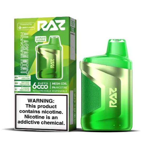 Alaskan Mint Flavored Raz CA6000 Disposable Vape Device - 6000 Puffs | thesmokeplug.com -1PC