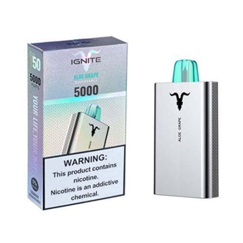 Aloe Grape Flavored Ignite v50 Disposable Vape Device - 5000 Puffs | thesmokeplug.com - 3PK