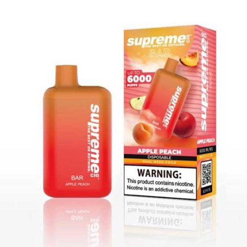 Apple Peach Flavored Supreme BAR Disposable Vape Device 6000 Puffs 1PC