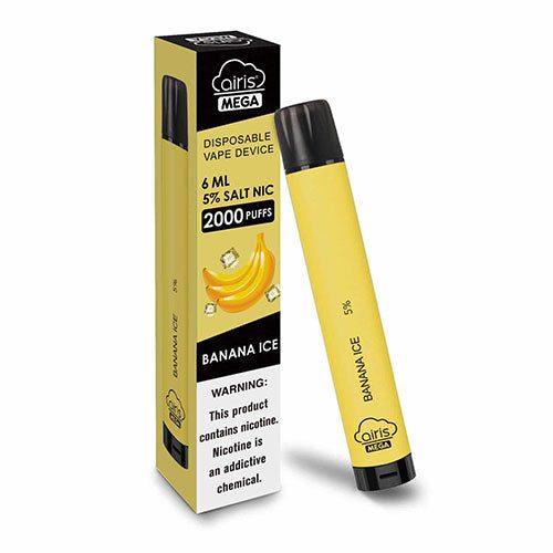 Banana Ice flavored Airis MEGA Disposable Vape Device 2000 Puffs