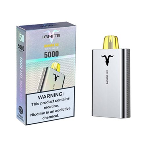 Banana Ice Flavored Ignite v50 Disposable Vape Device - 5000 Puffs | thesmokeplug.com - 10PK