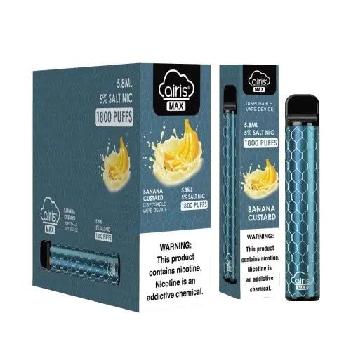 Banana Custard flavored Airis MAX Disposable Vape Device 1600 Puffs