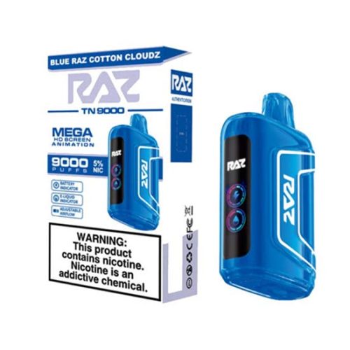 Blue Raz Cotton Cloudz Flavored Raz TN9000 Disposable Vape Device 6PK | The Smoke Plug