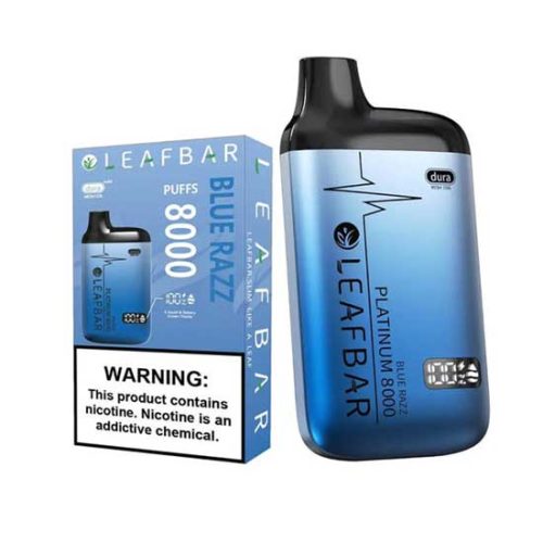 Blue Razz Flavored Leaf Bar Platinum Disposable Vape Device 8000 Puffs 1PC | thesmokeplug.com