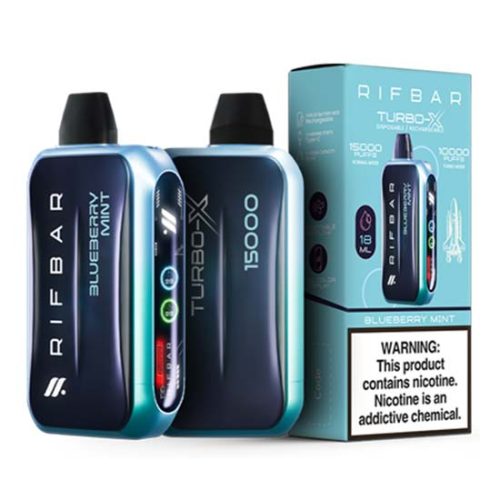 Blueberry Mint Flavored Rifbar Turbo-X Disposable Vape Device 3PK | The Smoke Plug