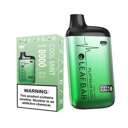 Cool Mint Flavored Leaf Bar Platinum Disposable Vape Device 8000 Puffs 1PC | thesmokeplug.com