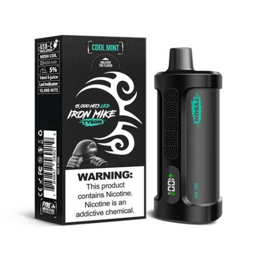 Cool Mint Flavored Tyson 2.0 Iron Mike Disposable Vape Device - 1500 Puffs | thesmokeplug.com - 1PC