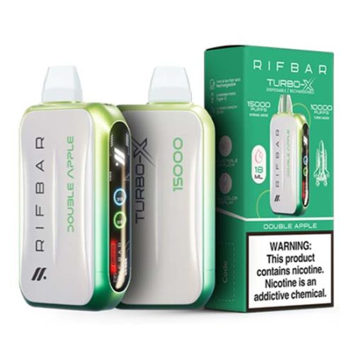 Double Apple Flavored Rifbar Turbo-X Disposable Vape Device 3PK | The Smoke Plug