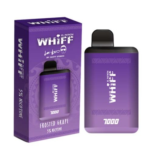 Frosted Grape Flavored Whiff El Patron Disposable Vape Device by Scott Storch 7000 Puffs