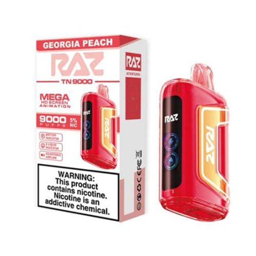 Georgia Peach Flavored Raz TN9000 Disposable Vape Device 10PK | The Smoke Plug