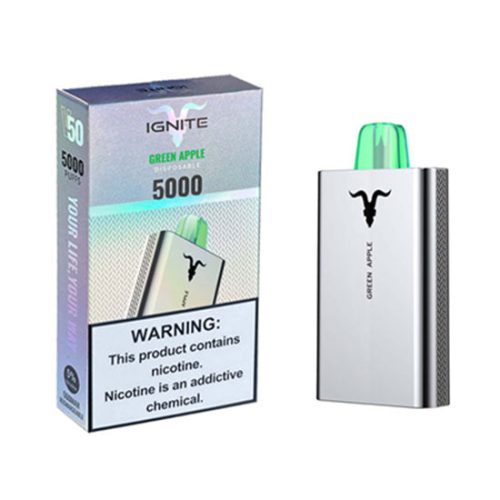 Green Apple Flavored Ignite v50 Disposable Vape Device - 5000 Puffs | thesmokeplug.com - 10PK