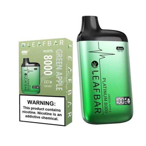 Green Apple Flavored Leaf Bar Platinum Disposable Vape Device 8000 Puffs 1PC | thesmokeplug.com