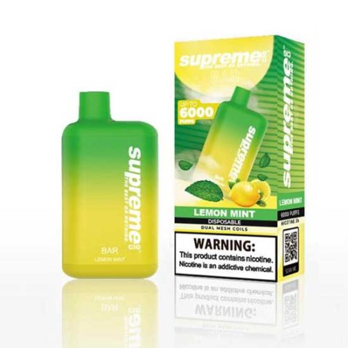 Lemon Mint Flavored Supreme BAR Disposable Vape Device 6000 Puffs 1PC