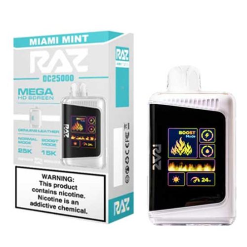 Miami Mint Flavored Raz DC25000 Disposable Vape Device - 25K Puffs - 10PK | The Smoke Plug