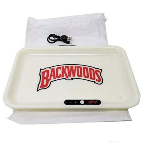 Off White-Cream Backwoods Rolling Tray Led Usb Charging Luminous Plate Smoking Accessories - The Smoke Plug