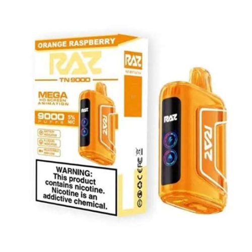 Orange Raspberry Flavored Raz TN9000 Disposable Vape Device 10PK | The Smoke Plug