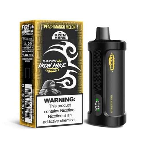 Peach Mango Melon Flavored Tyson 2.0 Iron Mike Disposable Vape Device - 1500 Puffs | thesmokeplug.com - 1PC