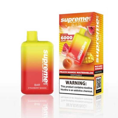 Peach Mango Watermelon Flavored Supreme BAR Disposable Vape Device 6000 Puffs 1PC