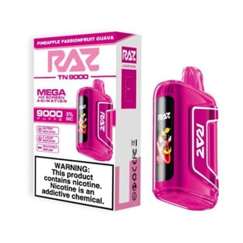 Pineapple Passionfruit Guava Flavored Raz TN9000 Disposable Vape Device 10PK | The Smoke Plug