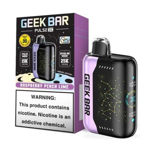 Raspberry Peach Lime Flavored Geek Bar Pulse X Disposable Vape Device 6PK | The Smoke Plug