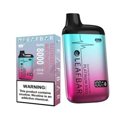 Raspberry Watermelon Flavored Leaf Bar Platinum Disposable Vape Device 8000 Puffs 1PC | thesmokeplug.com