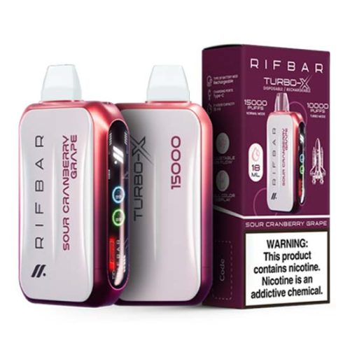 Sour Cranberry Grape Flavored Rifbar Turbo-X Disposable Vape Device 3PK | The Smoke Plug