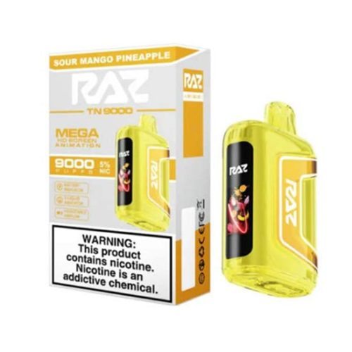 Sour Mango Pineapple Flavored Raz TN9000 Disposable Vape Device 10PK | The Smoke Plug