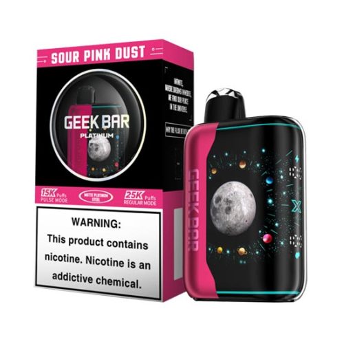 Sour Pink Dust Flavored Geek Bar Pulse X Platinum Disposable Vape Device - 25K Puffs - 10PK | The Smoke Plug