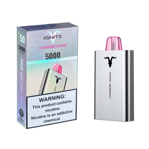 Strawberry Banana Flavored Ignite v50 Disposable Vape Device - 5000 Puffs | thesmokeplug.com - 10PK