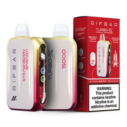 Strawberry Banana Flavored Rifbar Turbo-X Disposable Vape Device 3PK | The Smoke Plug