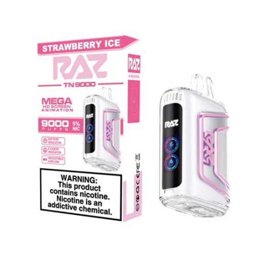 Strawberry Ice Raz TN9000 Disposable Vape Device 10PK | thesmokeplug.com