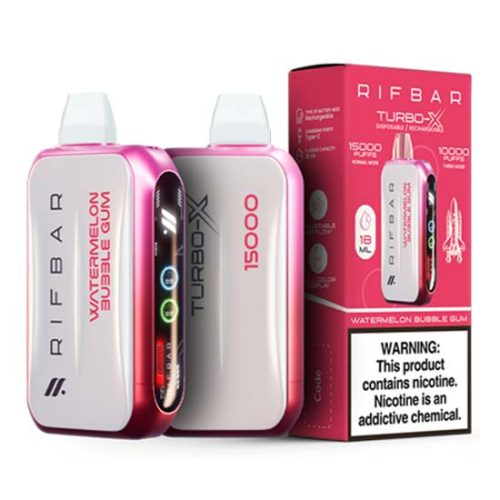 Watermelon Bubble Gum Flavored Rifbar Turbo-X Disposable Vape Device 3PK | The Smoke Plug