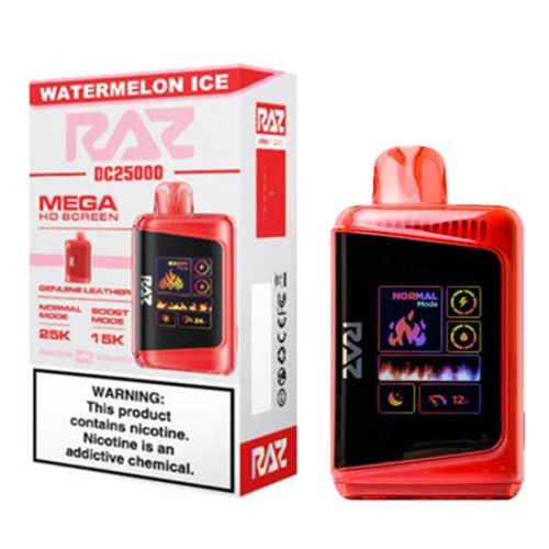 Watermelon Ice Flavored Raz DC25000 Disposable Vape Device - 25K Puffs - 10PK | The Smoke Plug