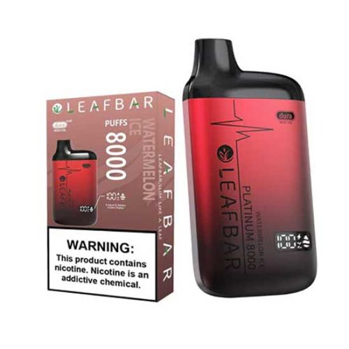 Watermelon Ice Flavored Leaf Bar Platinum Disposable Vape Device 8000 Puffs 1PC | thesmokeplug.com