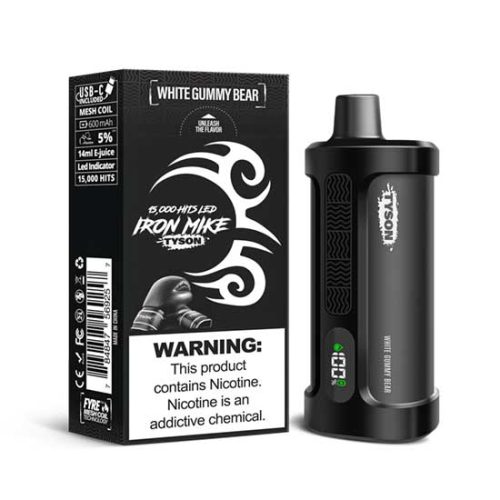 White Gummy Bear Flavored Tyson 2.0 Iron Mike Disposable Vape Device - 1500 Puffs | thesmokeplug.com - 1PC