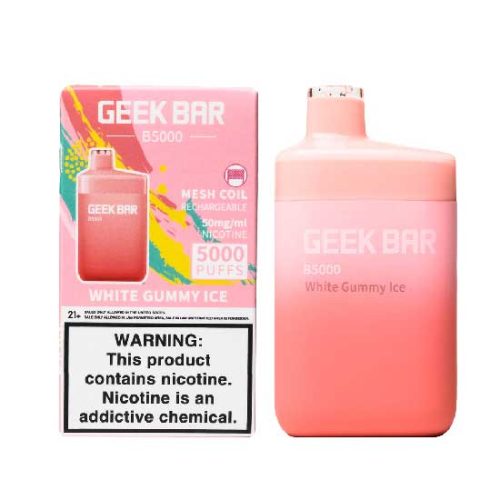 White Gummy Ice Flavored Geek Bar B5000 Disposable Vape Device - 5000 Puffs | thesmokeplug.com - 1PC | thesmokeplug.com