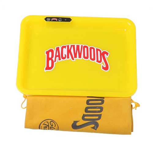 Yellow Backwoods Rolling Tray Led Usb Charging Luminous Plate Smoking Accessories - The Smoke Plug